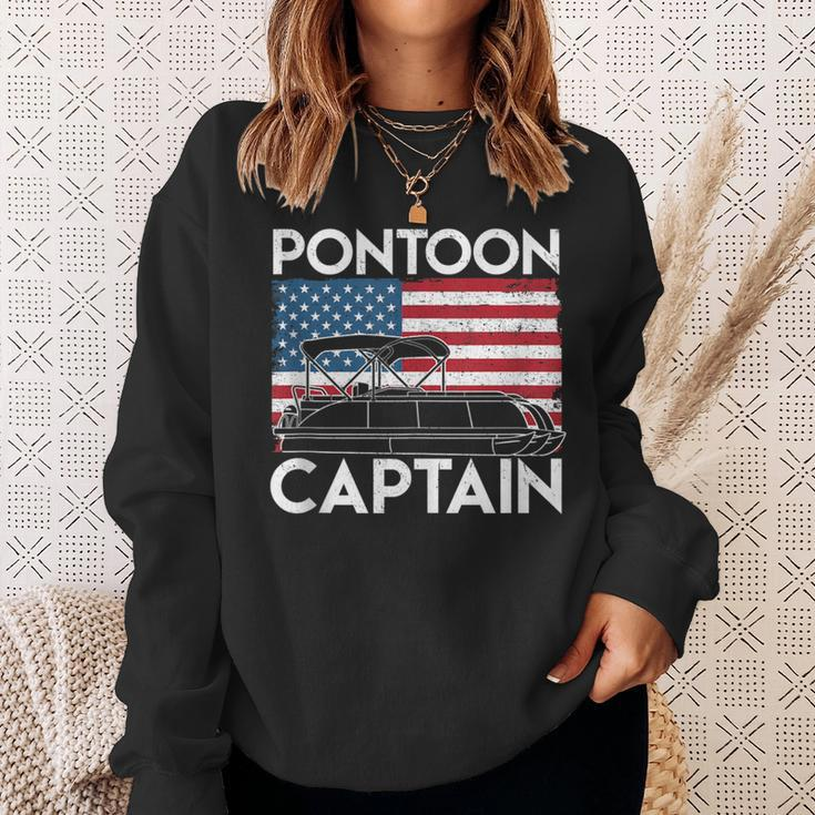 Patriotic Pontoon Captain Us American Flag Funny Boat Owner Sweatshirt Gifts for Her