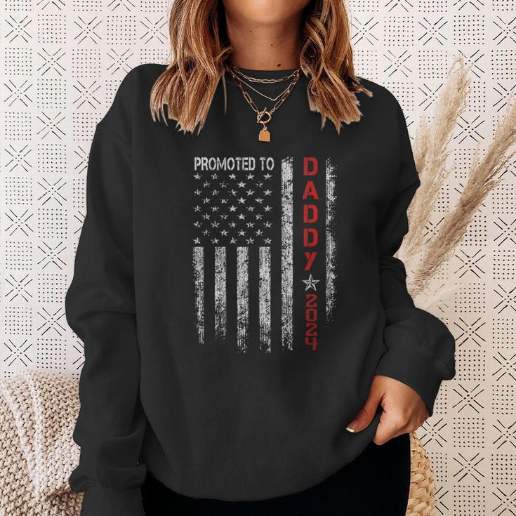 Patriotic Promoted To Daddy Est 2024 First Time Dad Sweatshirt Gifts for Her