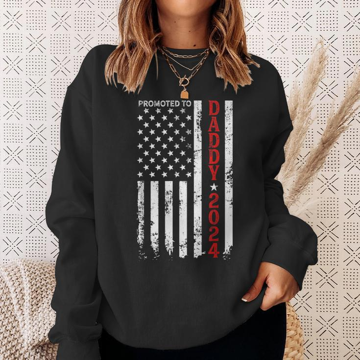 Patriotic Promoted To Daddy Est 2024 First Time Dad Gift For Mens Sweatshirt Gifts for Her