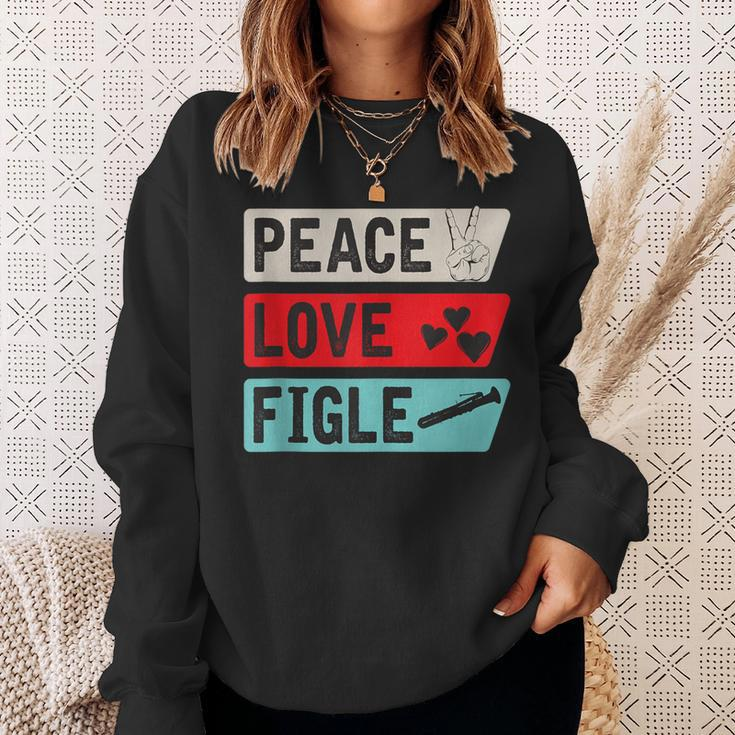 Peace Love Figle Musical Instrument Ophicleide Instrument Sweatshirt Gifts for Her