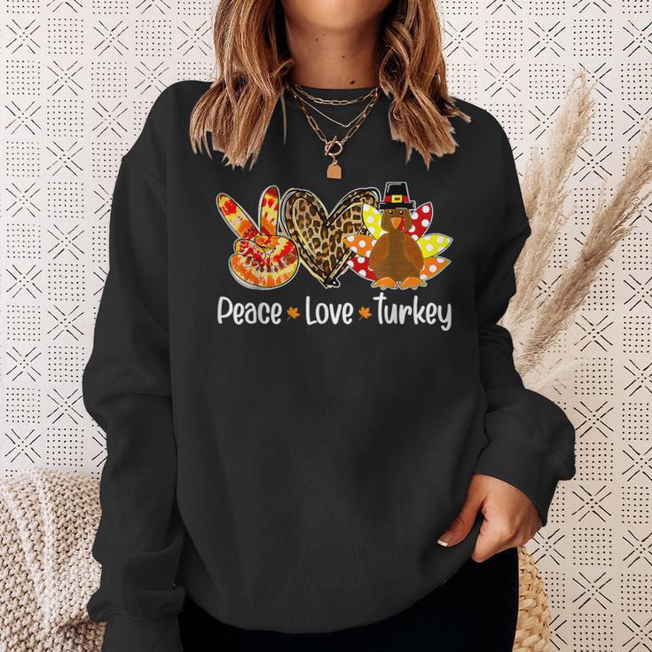 Peace Love Turkey Pumpkin Gobble Turkey Thanksgiving Sweatshirt Gifts for Her