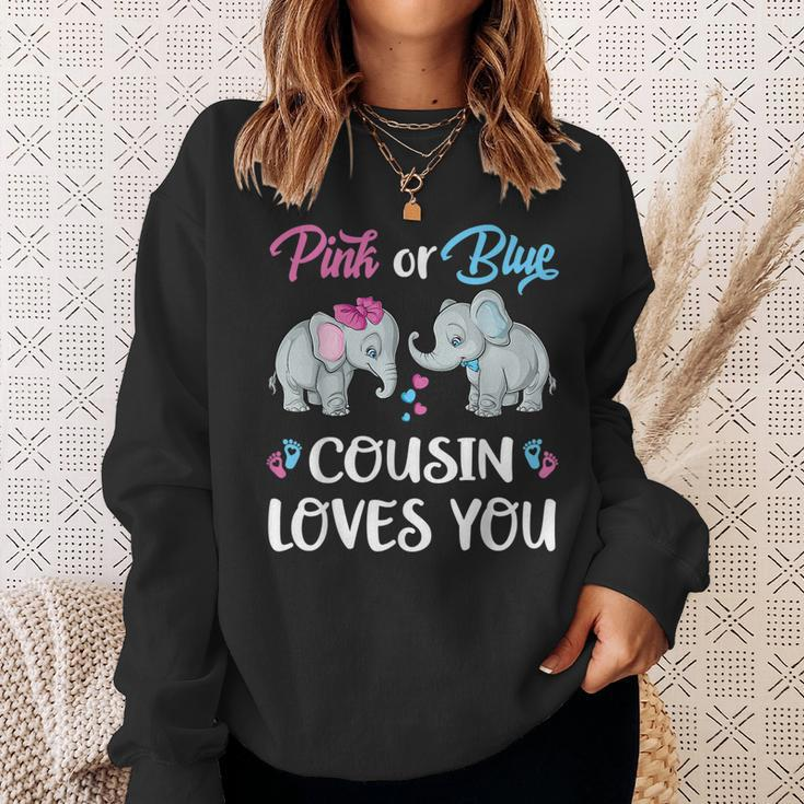 Pink Or Blue Cousin Loves You Elephants Gender Reveal Family Sweatshirt Gifts for Her