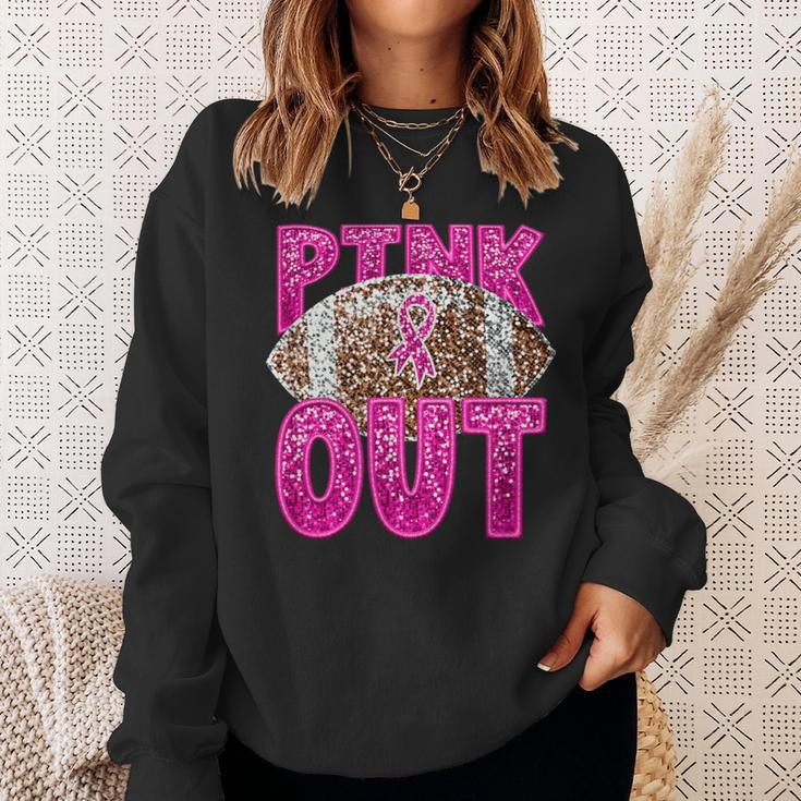 Pink Ribbon Breast Cancer Awareness Football Pink Out Sweatshirt Gifts for Her