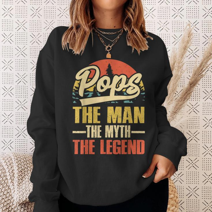 Pops Grandpa Dad Birthday Fathers Day Funny Men Legend Sweatshirt Gifts for Her