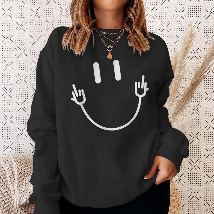 Power Socket Smile Middle Finger Hand Icon Meme Electrician Electrician Funny Gifts Sweatshirt Gifts for Her
