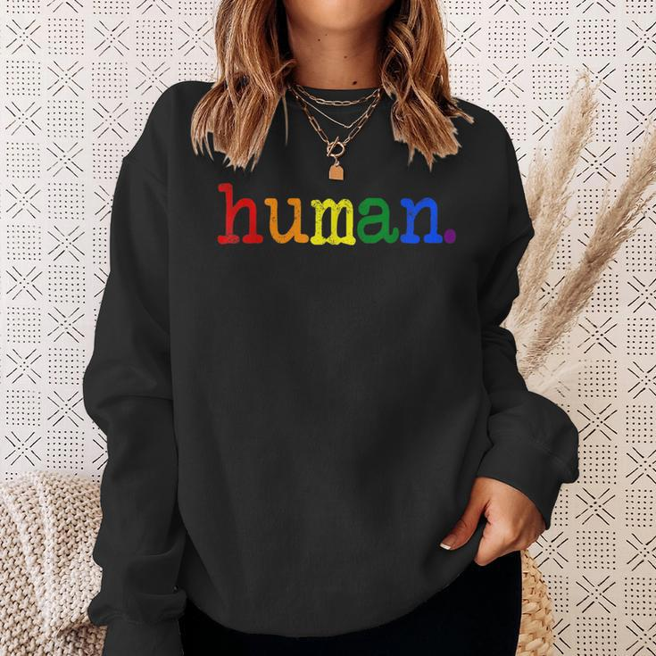 Pride Ally Human Lgbtq Equality Bi Bisexual Trans Queer Gay Sweatshirt Gifts for Her