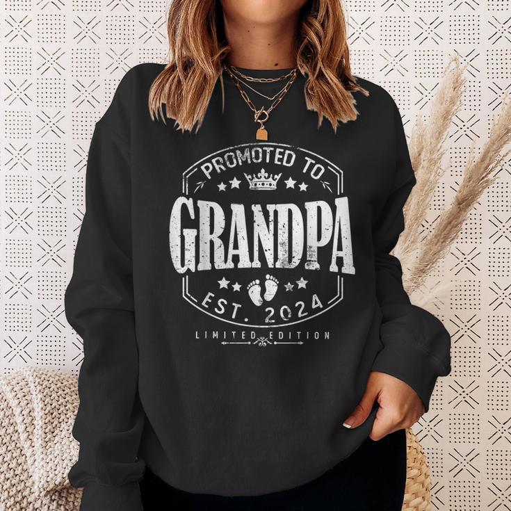 Promoted To Grandpa 2024 Grandparents Baby Announcement Men Sweatshirt Gifts for Her