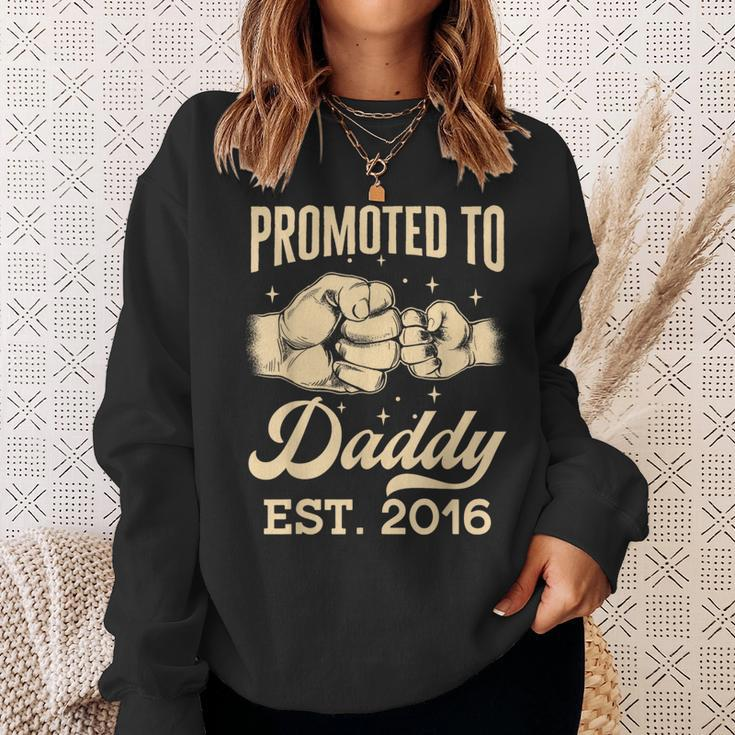 Promoted To Daddy Est 2016 First Time Dad Fathers Day Puns Sweatshirt Gifts for Her