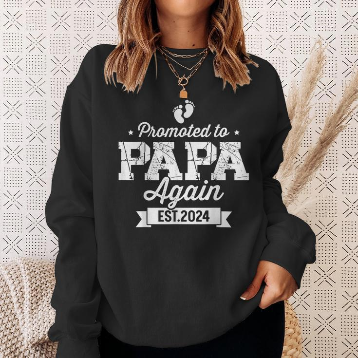 Promoted To Papa 2024 Again Fathers Day Soon To Be Dad Sweatshirt Gifts for Her