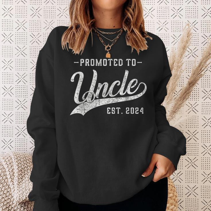 Promoted To Uncle Est 2024 Father's Day To New Dad Sweatshirt Gifts for Her