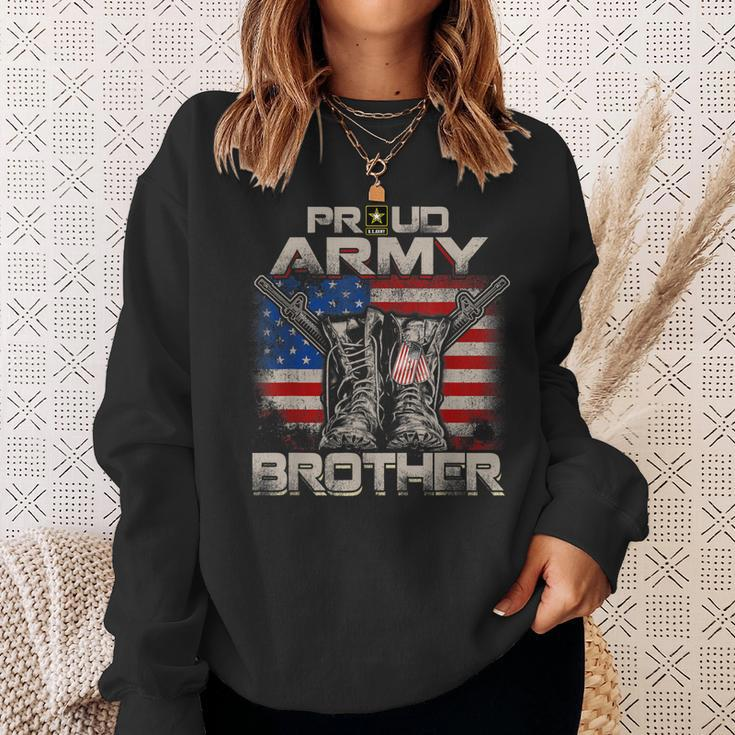Proud Army Brother America Flag Us Military Pride Sweatshirt Gifts for Her