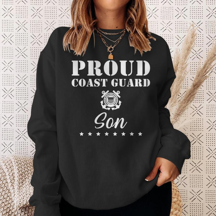Proud Us Coast Guard Son Us Military Family Gift Funny Military Gifts Sweatshirt Gifts for Her