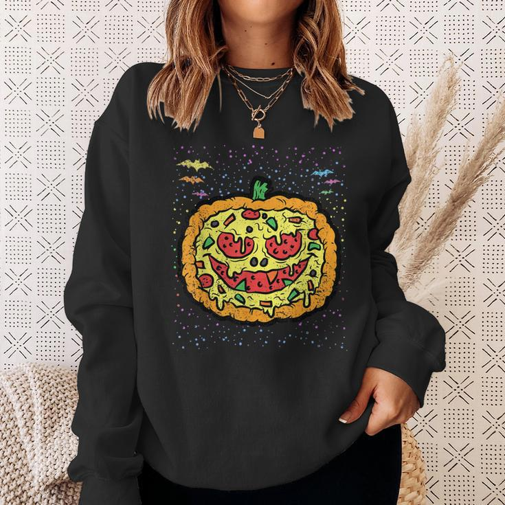 Pumpkin Pizza Hallowen Costume Scary Jack O Lantern Foodie Sweatshirt Gifts for Her