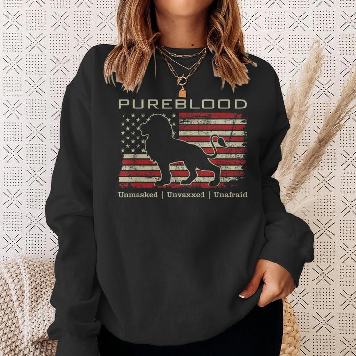 Pureblood Movement Pureblood Medical Freedom Lion Usa Flag Sweatshirt Gifts for Her