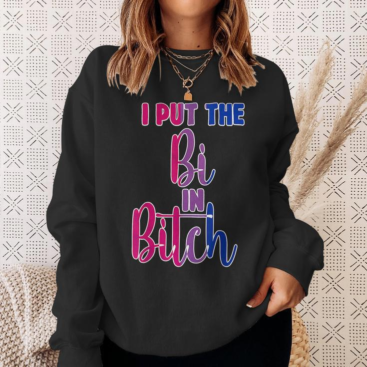 I Put The Bi In Bitch Bisexual Pride Flag Quote Sweatshirt Gifts for Her