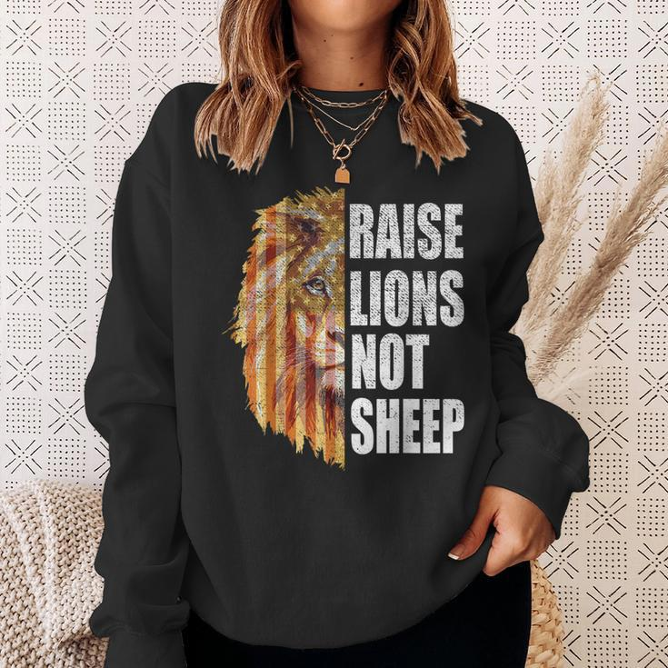 Raise Lions Not Sheep American Flag 4Th Of July Vintage Sweatshirt Gifts for Her