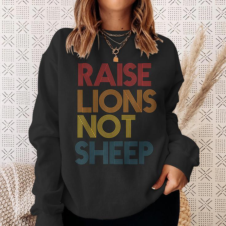 Raise Lions Not Sheep Patriot Party Vintage Sweatshirt Gifts for Her