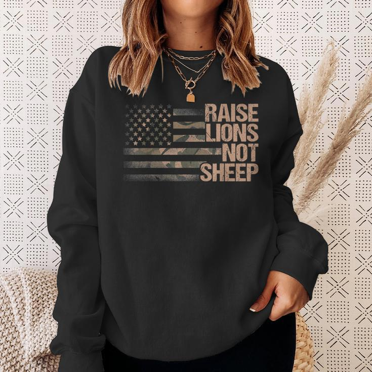 Raise Lions Not Sheep Patriotic Lion American Patriot Sweatshirt Gifts for Her