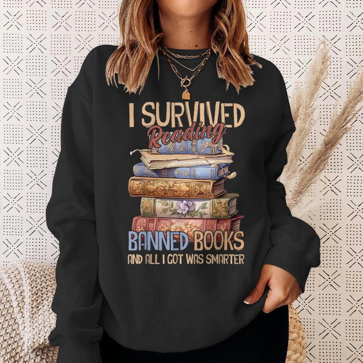 Read Banned Books I Survived Reading Banned Books Sweatshirt Gifts for Her