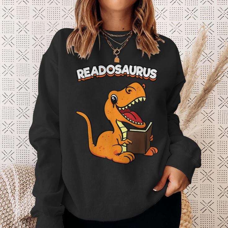 Readosaurus Dinosaur Reading Books Dino Read Bookworm Sweatshirt Gifts for Her