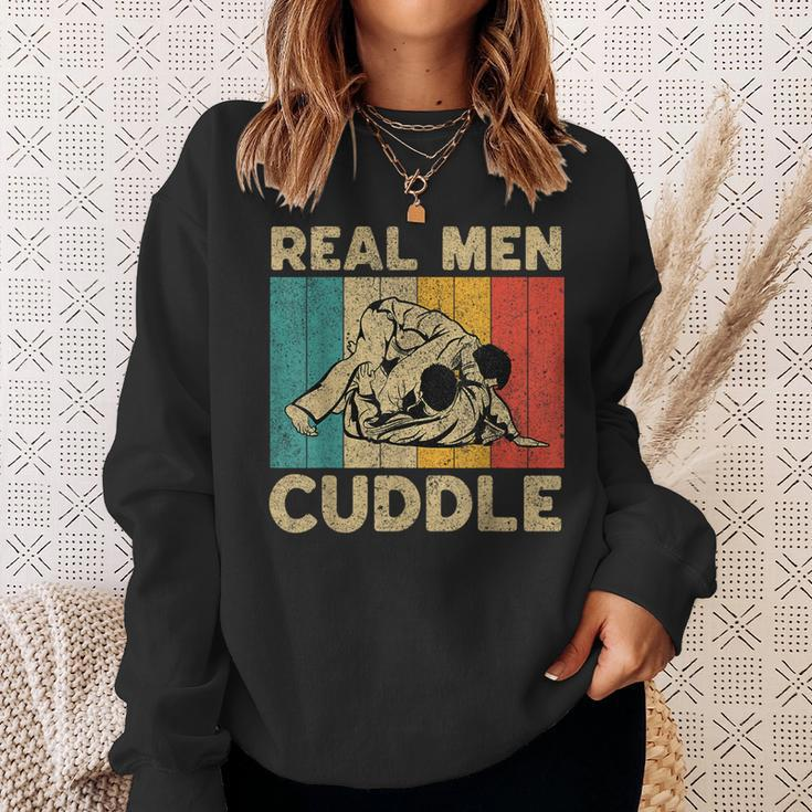 Real Men Cuddle Funny Vintage Bjj Brazilian Jiu Jitsu Sweatshirt Gifts for Her