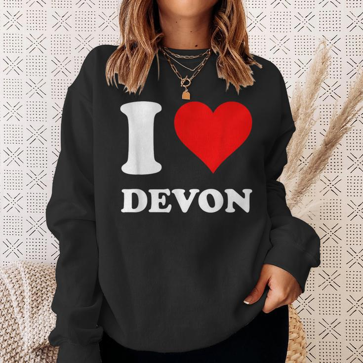 Red Heart I Love Devon Sweatshirt Gifts for Her