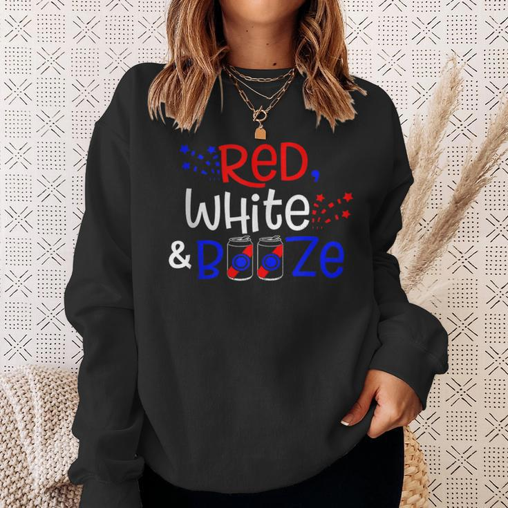 Red White And Booze Funny Adult 4Th Of July Sweatshirt Gifts for Her