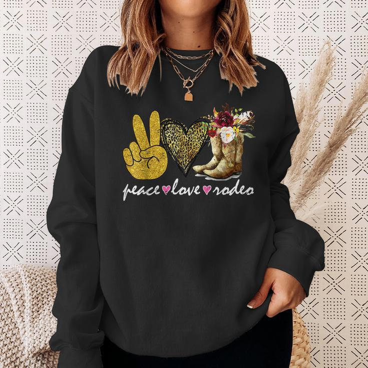 Retro Cowboy Boots Western Country Cowgirl Peace Love Rodeo Sweatshirt Gifts for Her