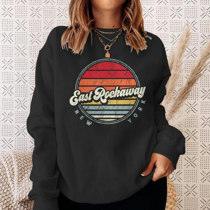 Retro East Rockaway Home State Cool 70S Style Sunset Sweatshirt Gifts for Her