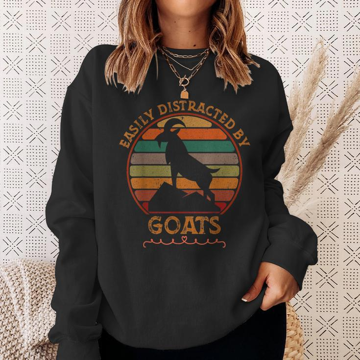 Retro Farmer Funny Goat Lover Easily Distracted By Goats Gifts For Goat Lovers Funny Gifts Sweatshirt Gifts for Her