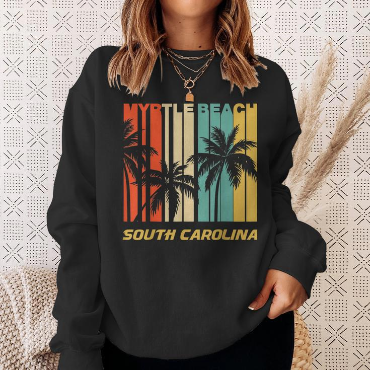 Retro Myrtle Beach South Carolina Palm Trees Vacation Sweatshirt Gifts for Her