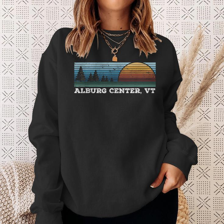 Retro Sunset Stripes Alburg Center Vermont Sweatshirt Gifts for Her