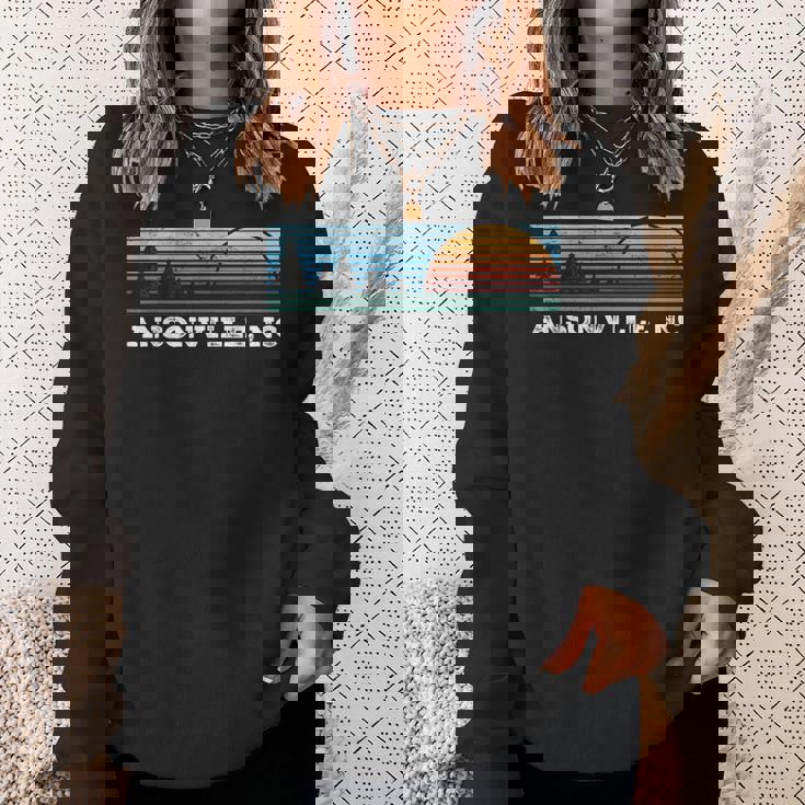 Retro Sunset Stripes Ansonville North Carolina Sweatshirt Gifts for Her