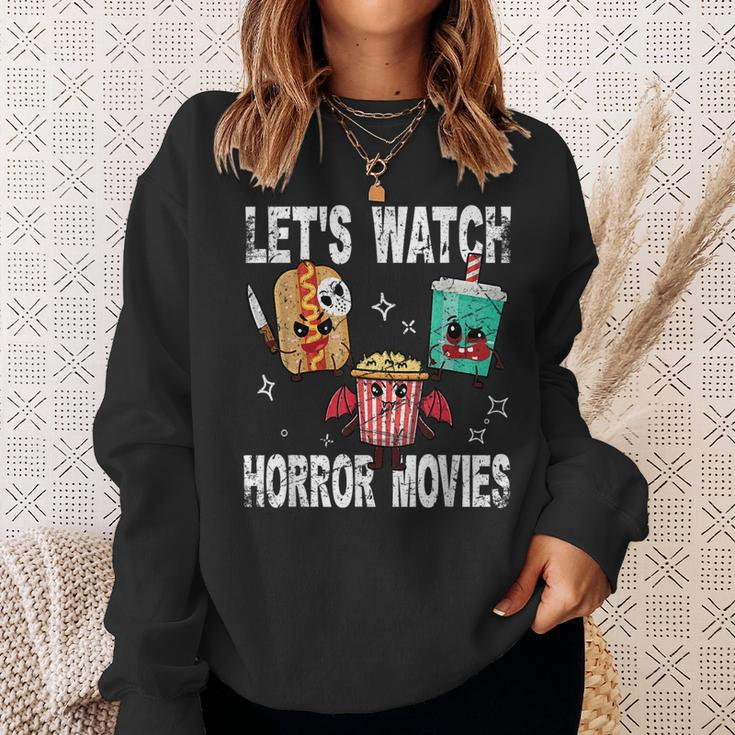 Retro Lets Watch Horror Movies Cute Halloween Costume Sweatshirt Gifts for Her