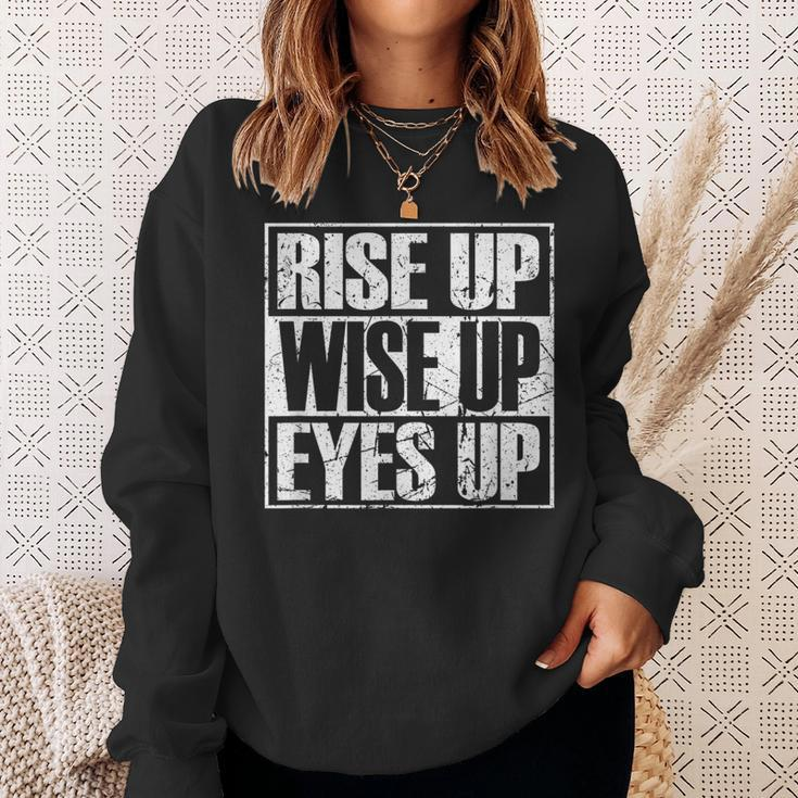 Rise Up Wise Up Eyes Up Vintage Retro Motivational Sweatshirt Gifts for Her