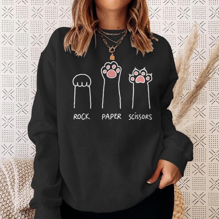 Rock Paper Scissors Cat Paws Cute Paw Kitten Paw Funny Cat Sweatshirt Gifts for Her