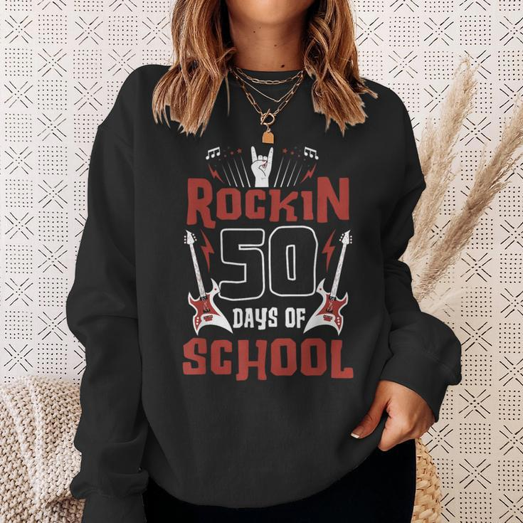 Rockin 50 Days Of School 50Th Day Of School 50 Days Smarter Sweatshirt Gifts for Her