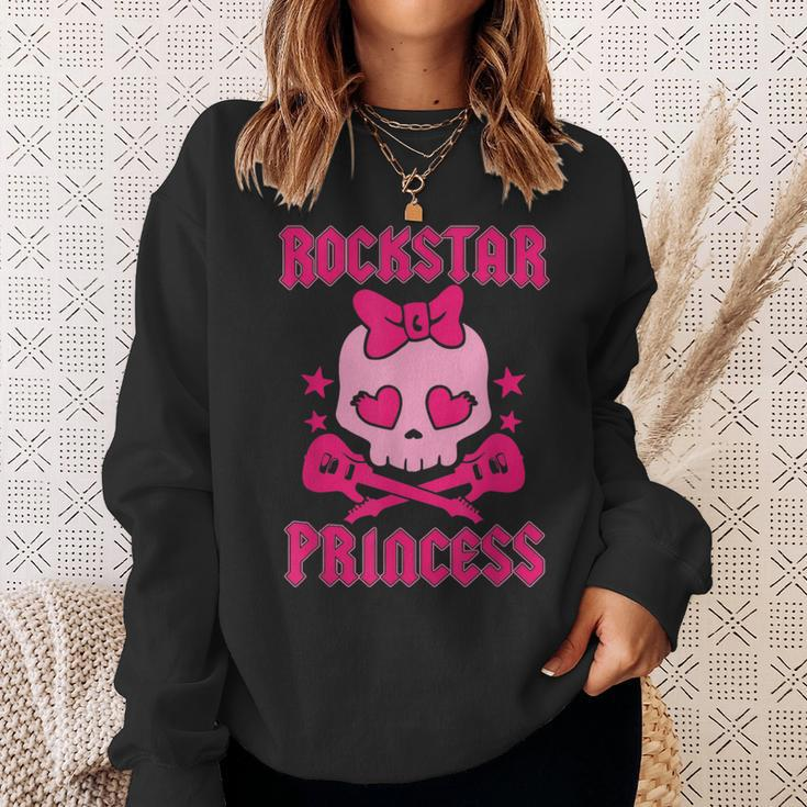Rockstar Princess Heavy Metal Pirate Skull Pink Sweatshirt Gifts for Her