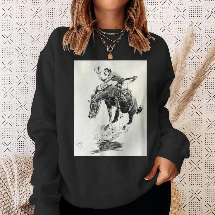 Rodeo Cowgirl Riding Bucking Horse Sweatshirt Gifts for Her