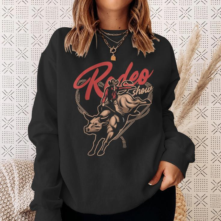 Rodeo Show Bull Riding Horse Rider Cowboy Cowgirl Western Sweatshirt Gifts for Her