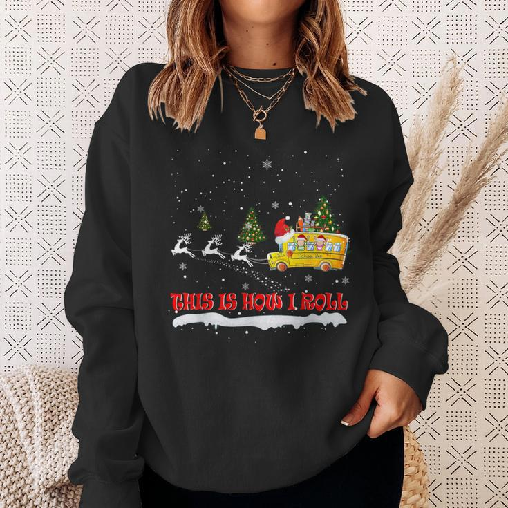 This Is How I Roll School Bus Driver Christmas Pajamas X-Mas Sweatshirt Gifts for Her