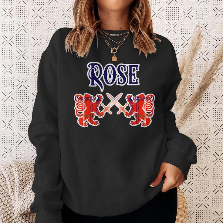 Rose Scottish Clan Kilt Lion Family Name Tartan Gifts For Lion Lovers Funny Gifts Sweatshirt Gifts for Her