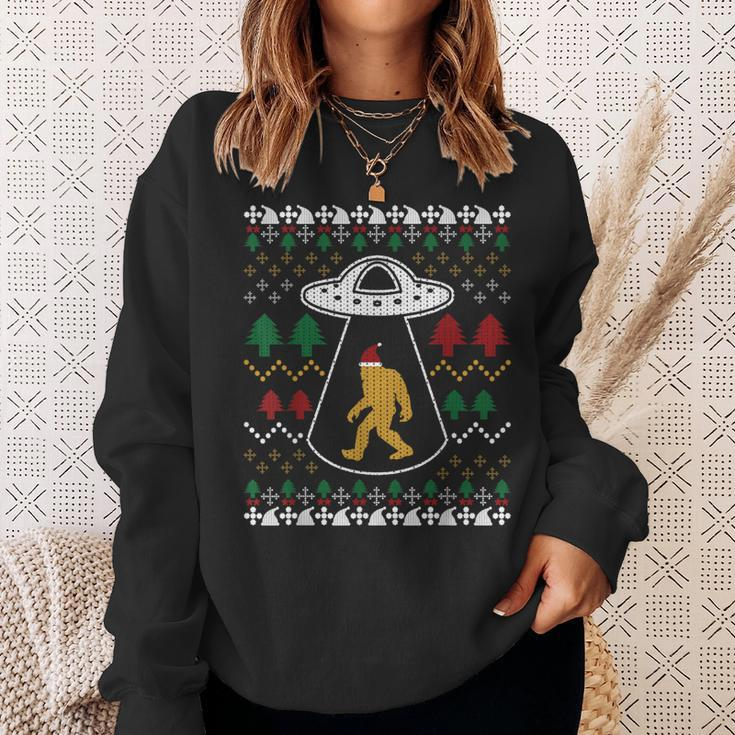 Santa Claus Bigfoot Ufo Sasquatch Ugly Christmas Sweater Sweatshirt Gifts for Her