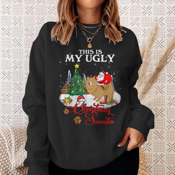 Santa Riding Pomeranian This Is My Ugly Christmas Sweater Sweatshirt Gifts for Her