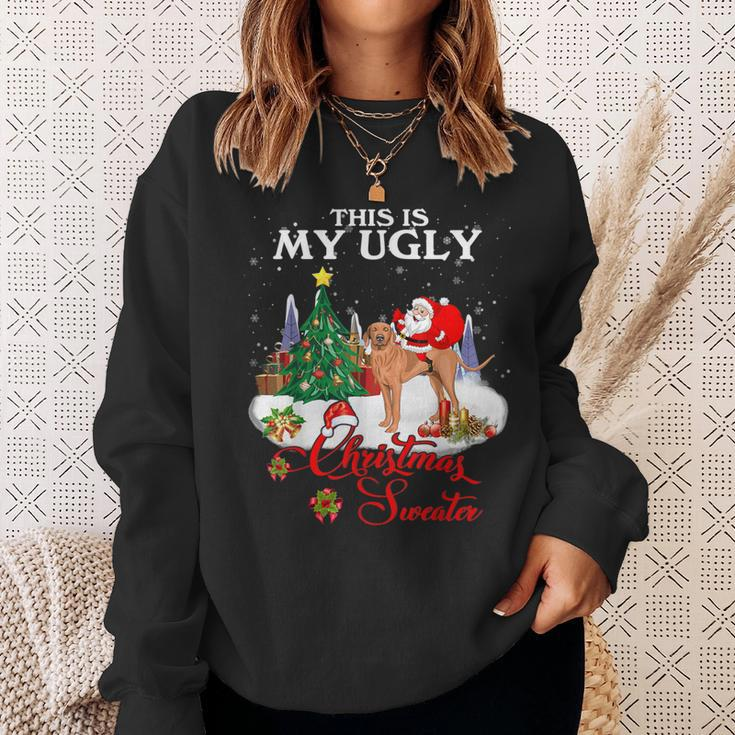 Santa Riding Vizsla This Is My Ugly Christmas Sweater Sweatshirt Gifts for Her