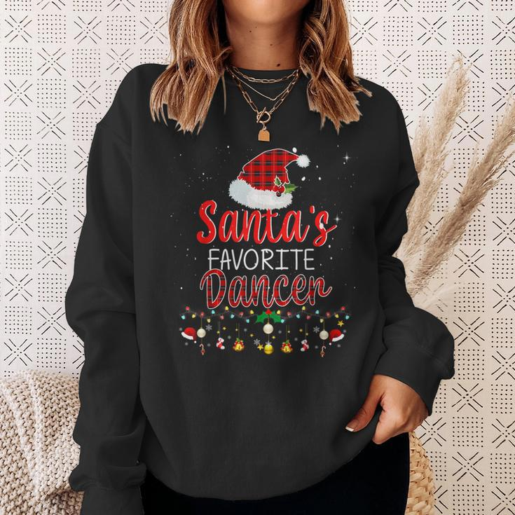 Santa's Favorite Dancer Plaid Holiday Family Matching Sweatshirt Gifts for Her