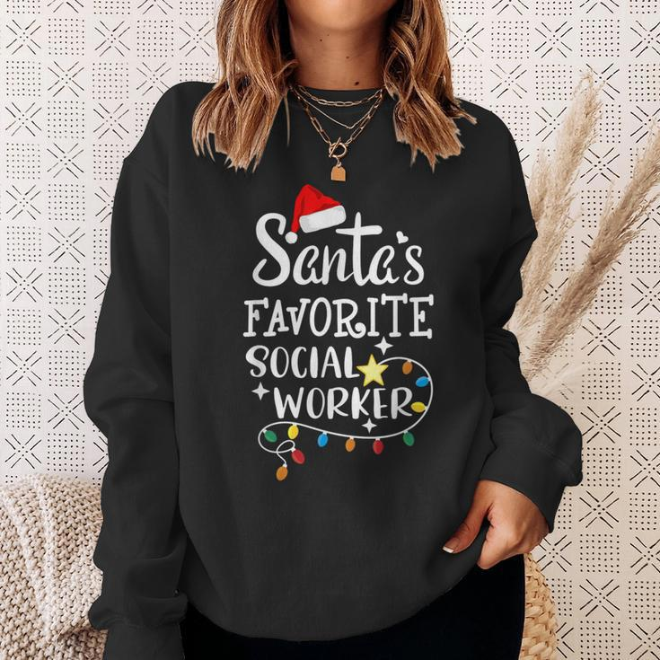 Santa's Favorite Social Worker Christmas School Social Work Sweatshirt Gifts for Her