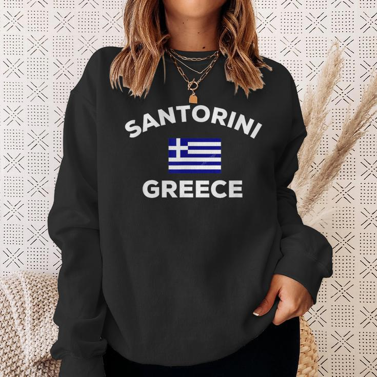 Santorini Greece Greek Flag Tourist Souvenir Sweatshirt Gifts for Her