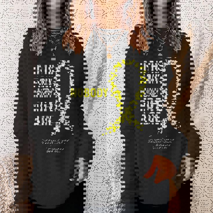 Sarcoma Cancer Awareness In This Family Nobody Fights Alone Sweatshirt Gifts for Her