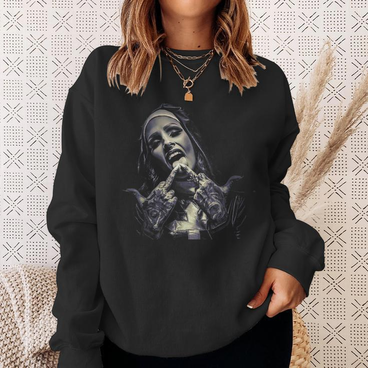 Satanic Nun Tattoos Unholy Sweatshirt Gifts for Her